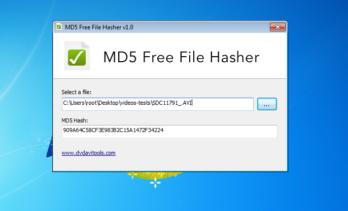 calculate md5 of file